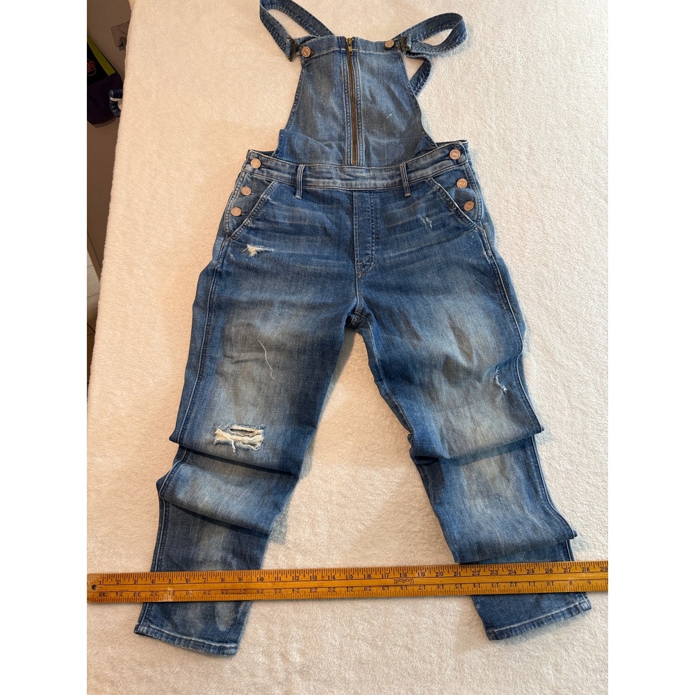Mother Denim Overalls Womens 25 Distressed Thrashed Blue Jean Dungarees Zipper